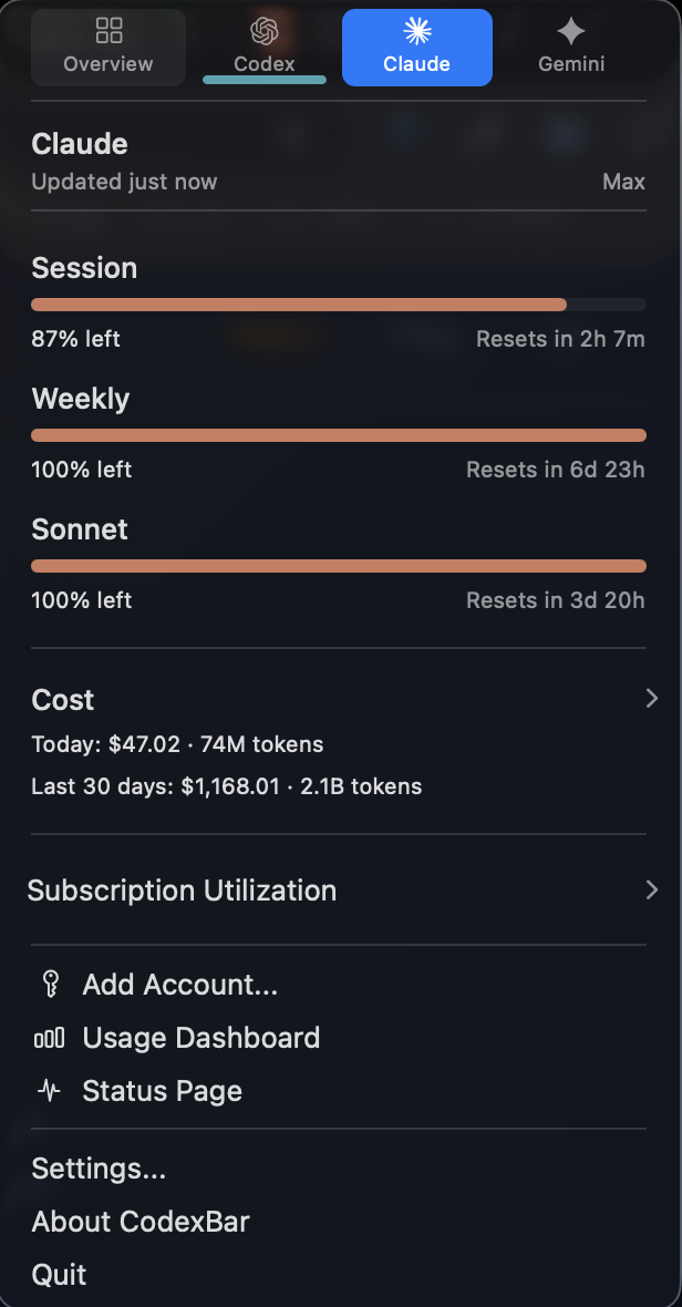 Claude Code usage: $1,168 and 2.1B tokens in the last 30 days